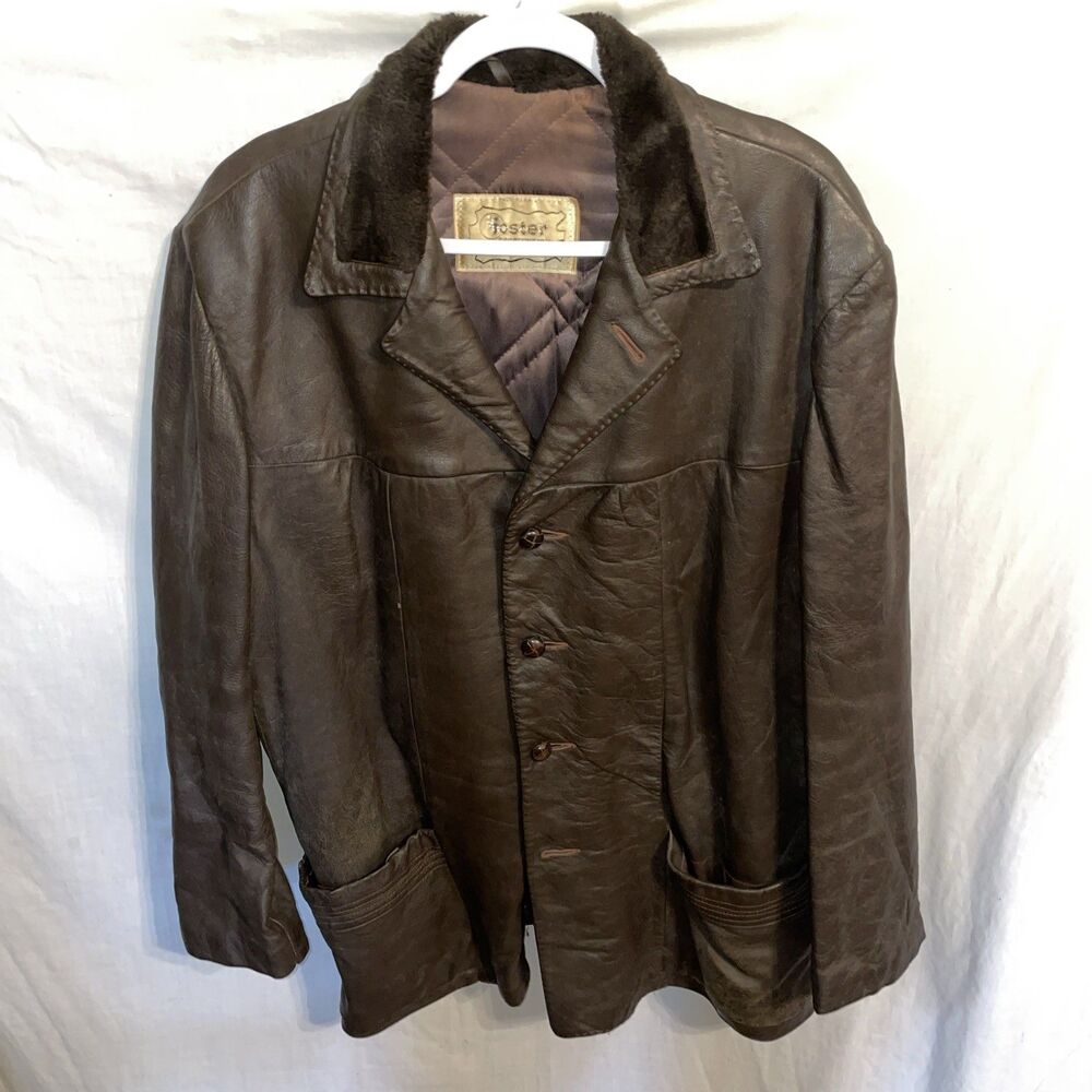 Foster Sportswear Men’s Angola Kidskin Coat Size Large Brown Comfort Going Out